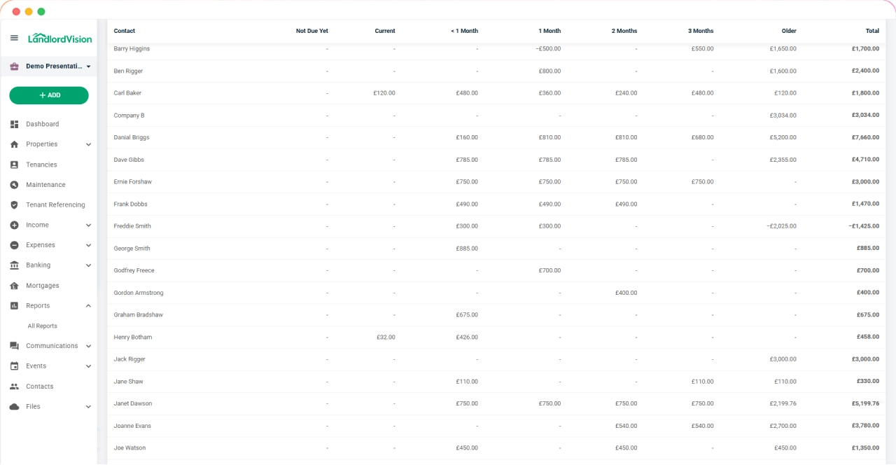 Software screenshot in Landlord Vision of bank reconciliation and screenshot of how to switch between property portfolios.